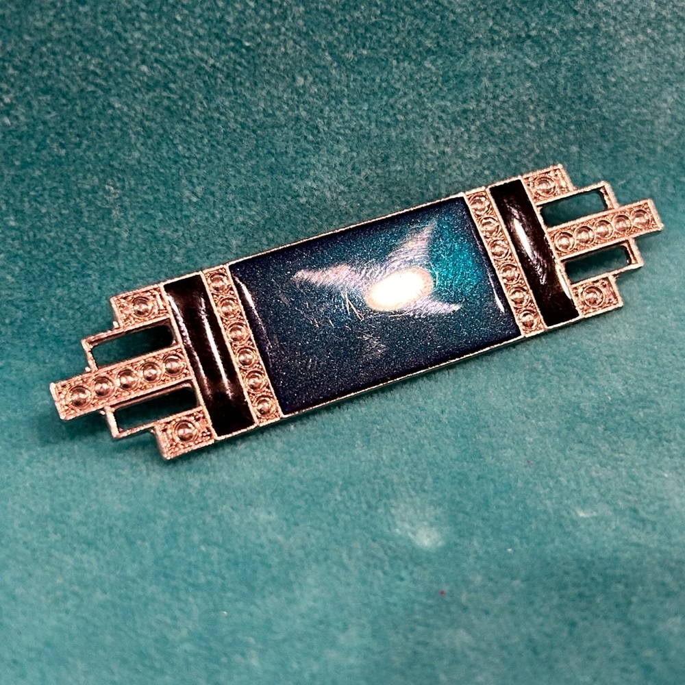 🔷HP🔹Pin with Blue & black Inlay on Silver - Picture 4 of 8